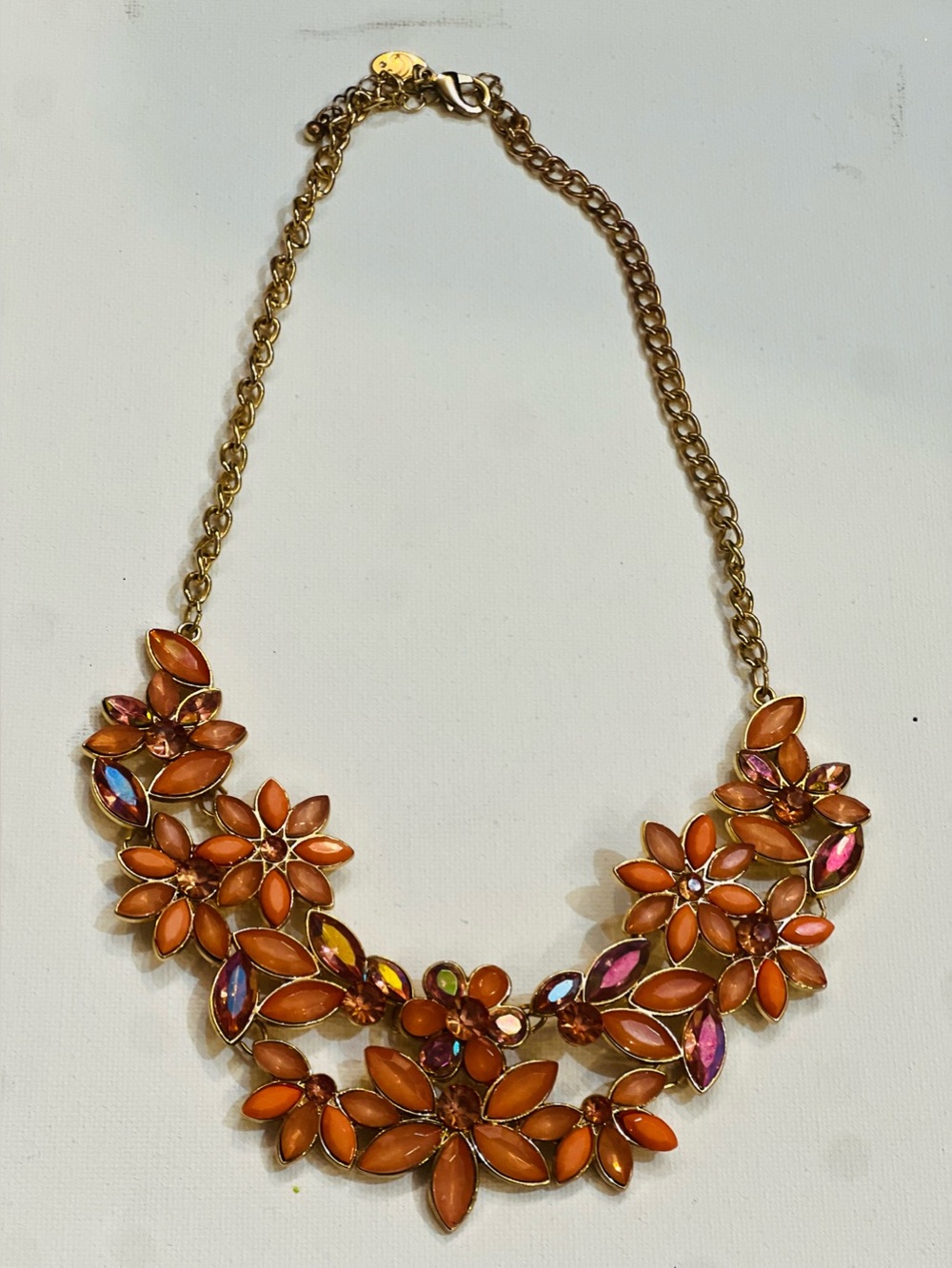 Charming Charlie vintage Coral Floral Statement Necklace